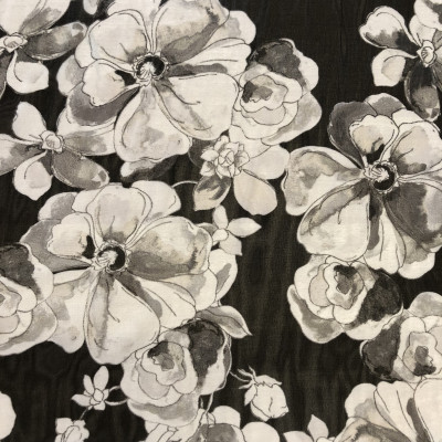 KOSULJAR S MUSLIN HM PRT DSN # 241 # FLOWERS BLACK