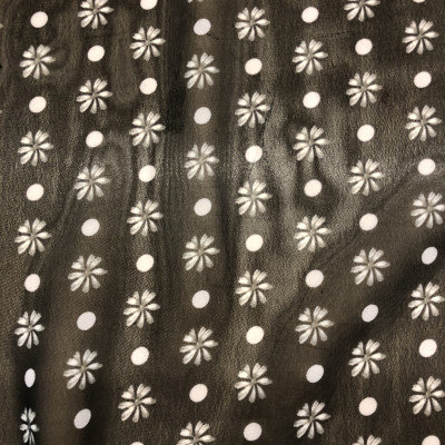 KOSULJAR S MUSLIN HM PRT DAISY BLACK širine 1.5 m, gramaže 69 g/m2. Muslin sa printom, lagan i lepršav, za šivenje haljina, bluza.