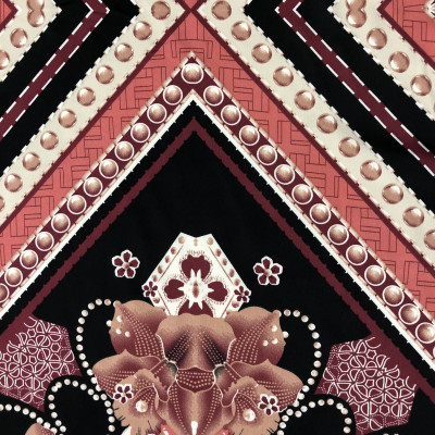 KOSULJAR S ANYA SATIN PRT DSN # SCARF & FLOWERS # BLACK