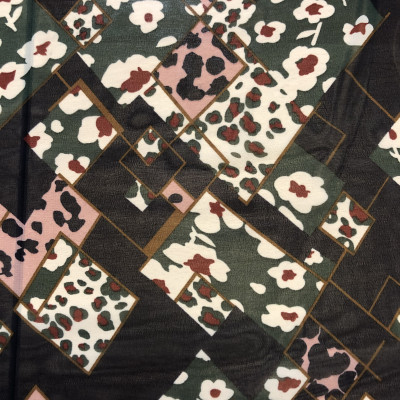 KOSULJAR S MUSLIN IMPERIAL PRT DSN # 6568 CHECKS & FLOWERS # NAVY