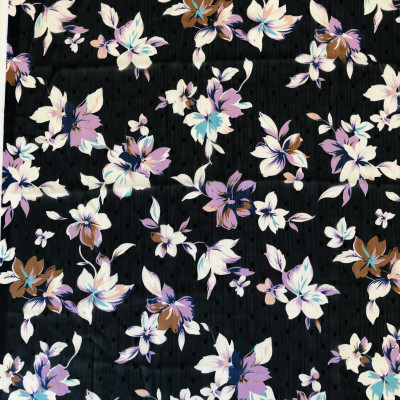 KOSULJAR S MUSLIN SLV LRX PRT DSN # B FLOWERS # BLACK