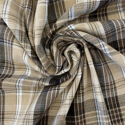 KOSULJAR CO FLANNEL MIX OXFORD DSN # 1334 CHECKS # BROWN BEIGE