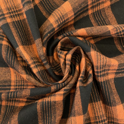KOSULJAR CO FLANNEL MIX OXFORD DSN # 1523 CHECKS # ORANGE BLACK