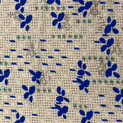 KOSULJAR VIS SILKY VOILE PRT GRAPHIC FLOWER BLUE širine 1.4 m, gramaže 85 g/m2. Viskozni košuljarac sa printom, lagan i lepršav, za haljine, košulje.