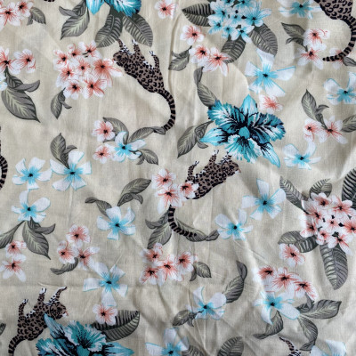 KOSULJAR VIS CHALIS PRT DSN # TIGERS & FLOWERS # BEIGE