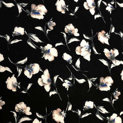 KOSULJAR S BUBBLE CREP PRT DSN # FLOWERS BLACK