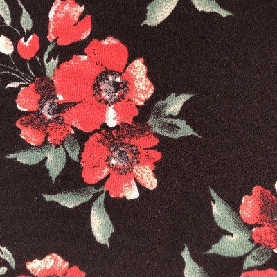 KOSULJAR S BUBBLE CREP PRT DSN # 6 # FLOWERS BLACK