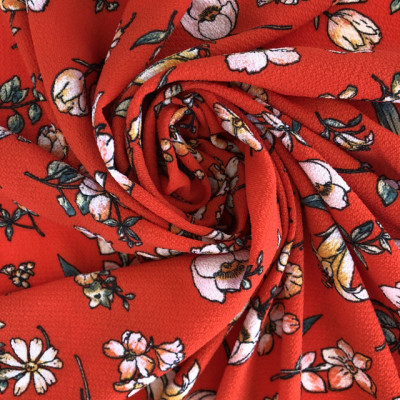 KOSULJAR S BUBBLE CREP PRT DSN # 90 # FLOWERS CORAL