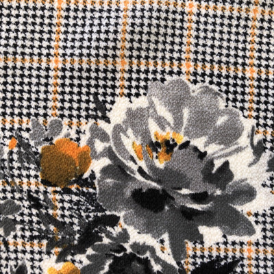 KOSULJAR S BUBBLE CREP PRT DSN # 22824 # CHECKS & FLOWERS # YELLOW