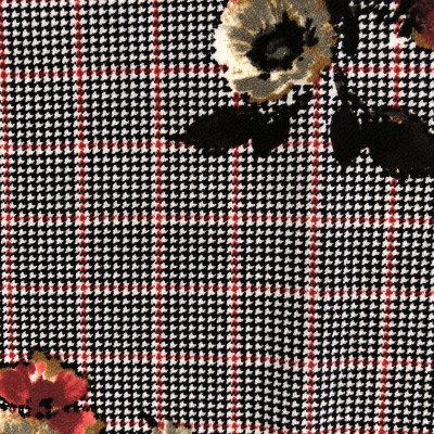KOSULJAR S BUBBLE CREP PRT DSN # 22824 # CHECKS & FLOWERS # ROUGE