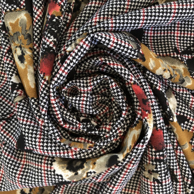 KOSULJAR S BUBBLE CREP PRT DSN # 22824 # CHECKS & FLOWERS # ROUGE