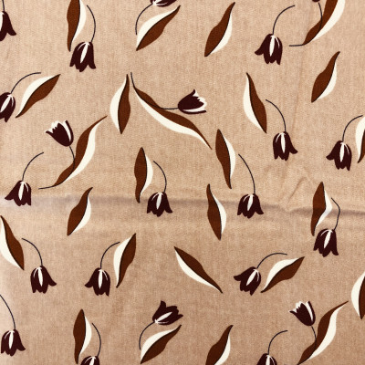 KOSULJAR VIS TWILL PRT DSN # TULIPS 32 # BEIGE BROWN