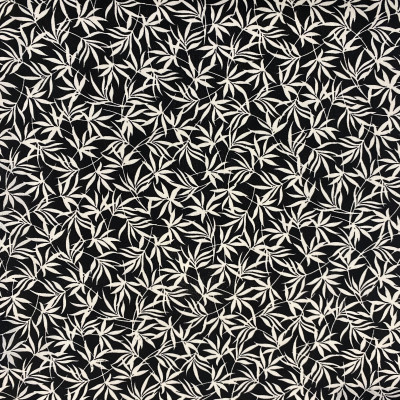 KOSULJAR S SILK CREP PRT DSN # LEAVES # BLACK WHITE