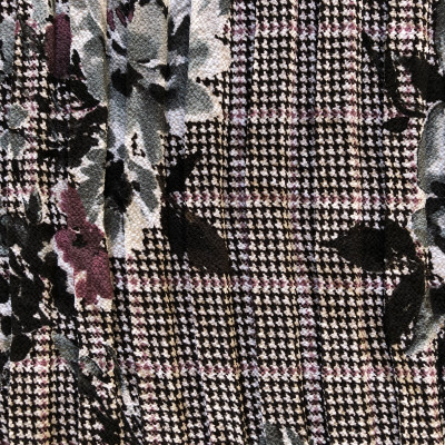 KOSULJAR S BUBBLE PRT PLISE DSN # 22824 # CHECKS & FLOWERS # MAUVE