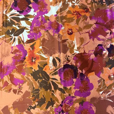 KOSULJAR S SATEN STREC DGT PRT DSN # MARBLE FLOWERS # AMBER BLOOM