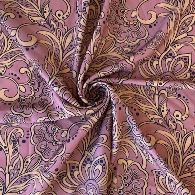 KOSULJAR S PEACH DGT PRT DSN # PAISLEY FLOWERS # DUSTY ROSE