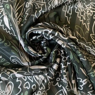 KOSULJAR S MUSLIN LRX DGT PRT DSN # PAISLEY FLOWER # GREEN