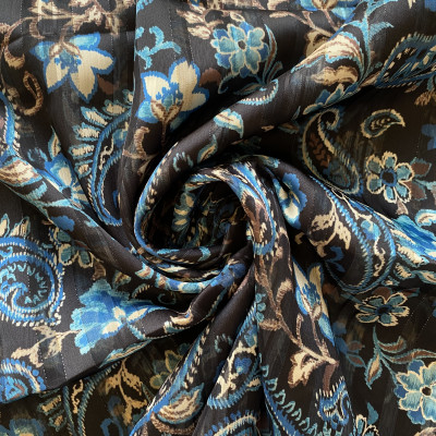 KOSULJAR S MUSLIN LRX DGT PRT DSN # PAISLEY GARDEN # BLACK BLUE