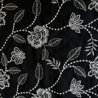 KOSULJAR CO DREAM AO EMB DSN # FLOWERS # BLACK NATURAL