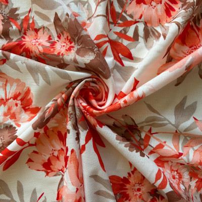 KOSULJAR S LINEN LOOK DGT PRT DSN # FLOWERS # CORAL