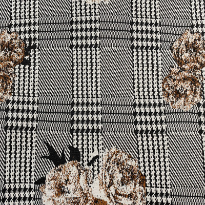 JQD KNIT V KORS DSN # 7035 # ROSES BLACK BEIGE