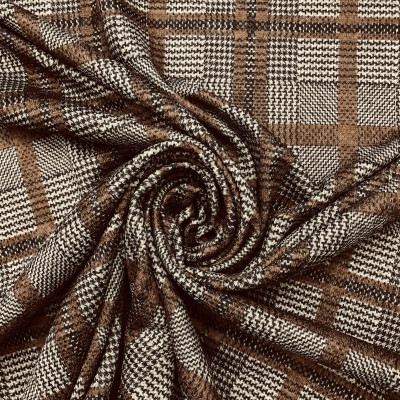 VISKOZA PL. SWEATER KNIT PRT DSN # 8064 B CHECKS # BEIGE BROWN