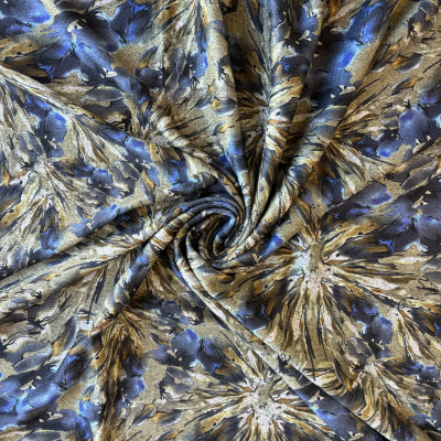 POLY KNIT OMEGA DGT PRT DSN # MARBLE FLOWERS # BEIGE NAVY