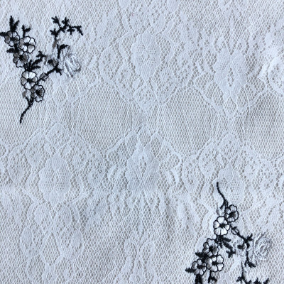 VELUR KNIT LACE EMB DSN # BORDER # WHITE OFF