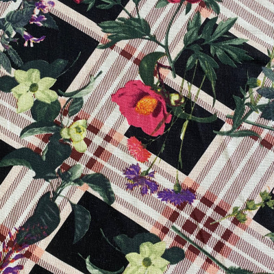 LAN VISKOZA 10 PRT DSN # 6111 # CHECKS & FLOWERS BLACK