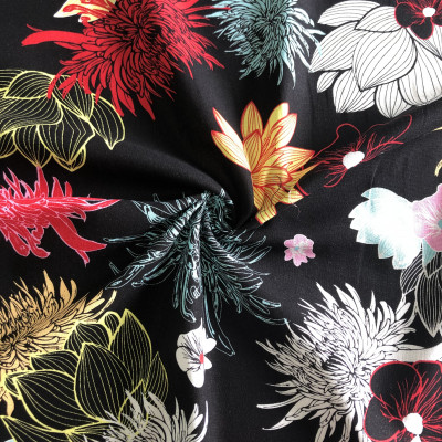 LAN VISKOZA 10 PRT DSN # 20681 FLOWERS & LEAVES # BLACK YELLOW