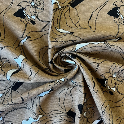 LAN VISKOZA 10 DGT PRT DSN # LEAVES&FLOWERS # BEIGE