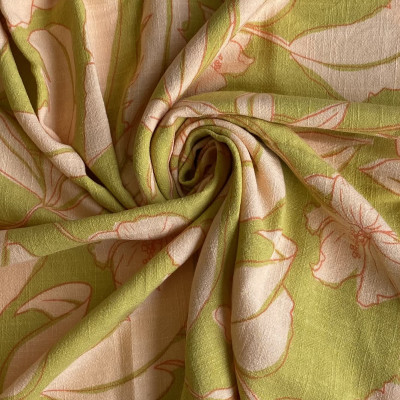 LAN V STONE PRT DSN # LEAVES # GREEN BEIGE