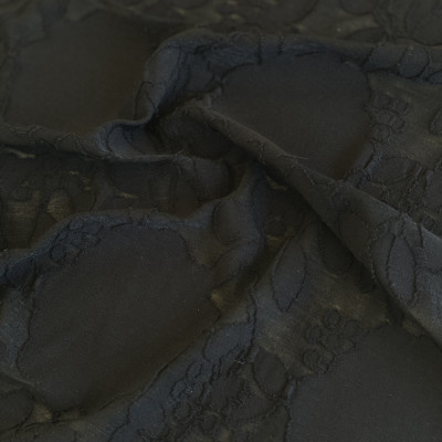 POLY KNIT URAGIRI JQD DSN # FLOWERS 63897 # BLACK