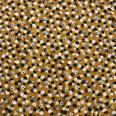 POLY KNIT SOFT ELY PRT DSN # 17 S FLOWERS # MUSTARD