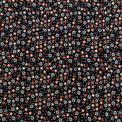 POLY KNIT SOFT ELY PRT DSN # 23 S FLOWERS # BLACK ORANGE