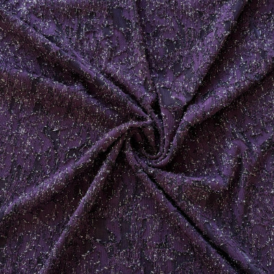 POLY KNIT URAGIRI METALIC DSN # FLOWER # D PURPLE