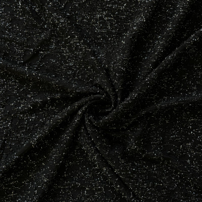 POLY KNIT URAGIRI METALIC DSN # FLOWER # BLACK