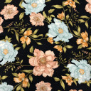 06022118-14417 - KOSULJAR VIS CHALIS PRT FLOWERS NAVY ROSE širine 1.4 m, gramaže 125 g/m2. Viskozni košuljarac sa printom, lagan i lepršav, za haljine, košulje.