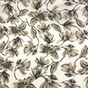06022118-15145 - KOSULJAR VIS CHALIS PRT FLOWERS BEIGE OFF WHITE širine 1.4 m, gramaže 125 g/m2. Viskozni košuljarac sa printom, lagan i lepršav, za haljine, košulje.